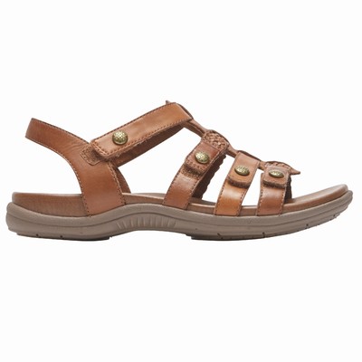 Rockport Cobb Hill Rubey T-Strap Sandalen Damen Braun HFT-209486